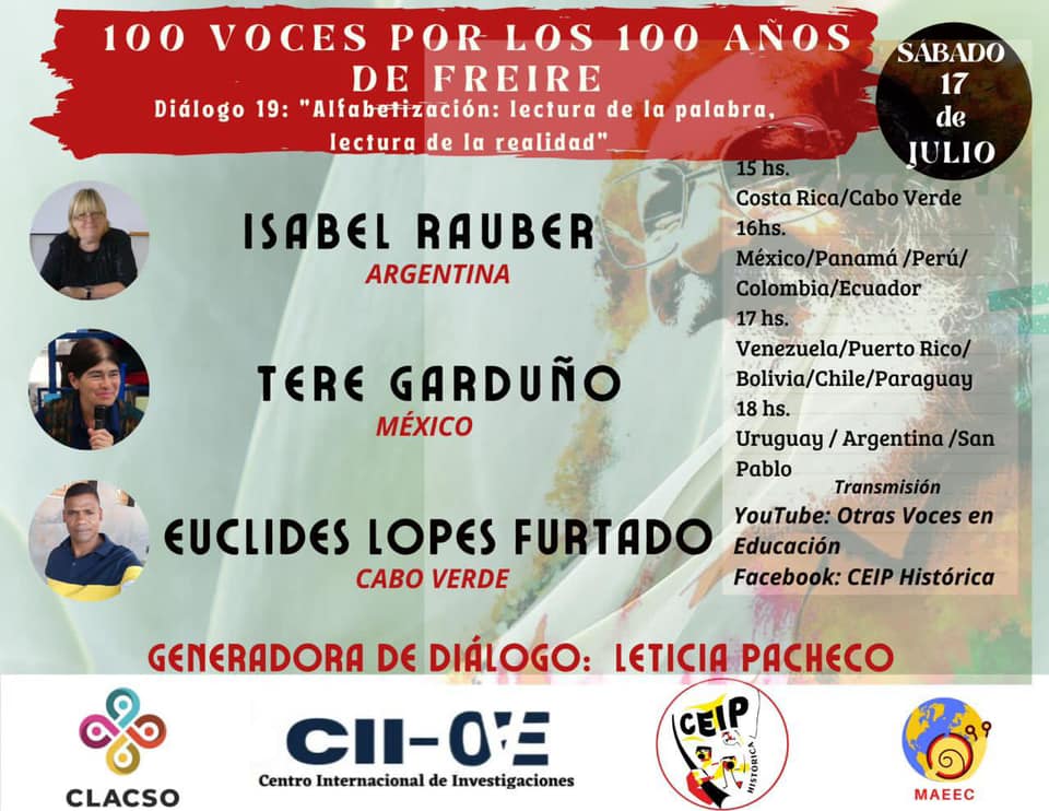  Cien voces por los 100 años de Paulo Freire. Diálogo 19: Lectura de la palabra/Lectura de la realidad