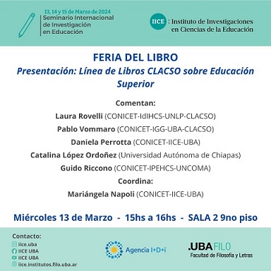  CLACSO FOLEC en la feria del libro del Seminario Internacional de Investigación en Educación (UBA- IICE)