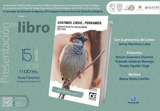  Presentación del libro: Existimos, luego…pensamos. Apuntes desde la comunalidad 2017-2021